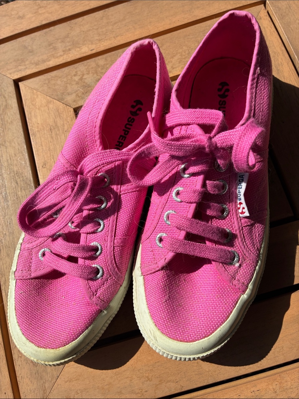 Superga Hot Pink Canvas Low-Top Sneakers, SZ: 6